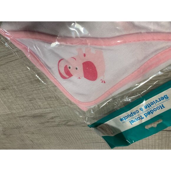 New Hooded Towel Infant Baby Bath Towel White Pink Elephant - Picture 3 of 3